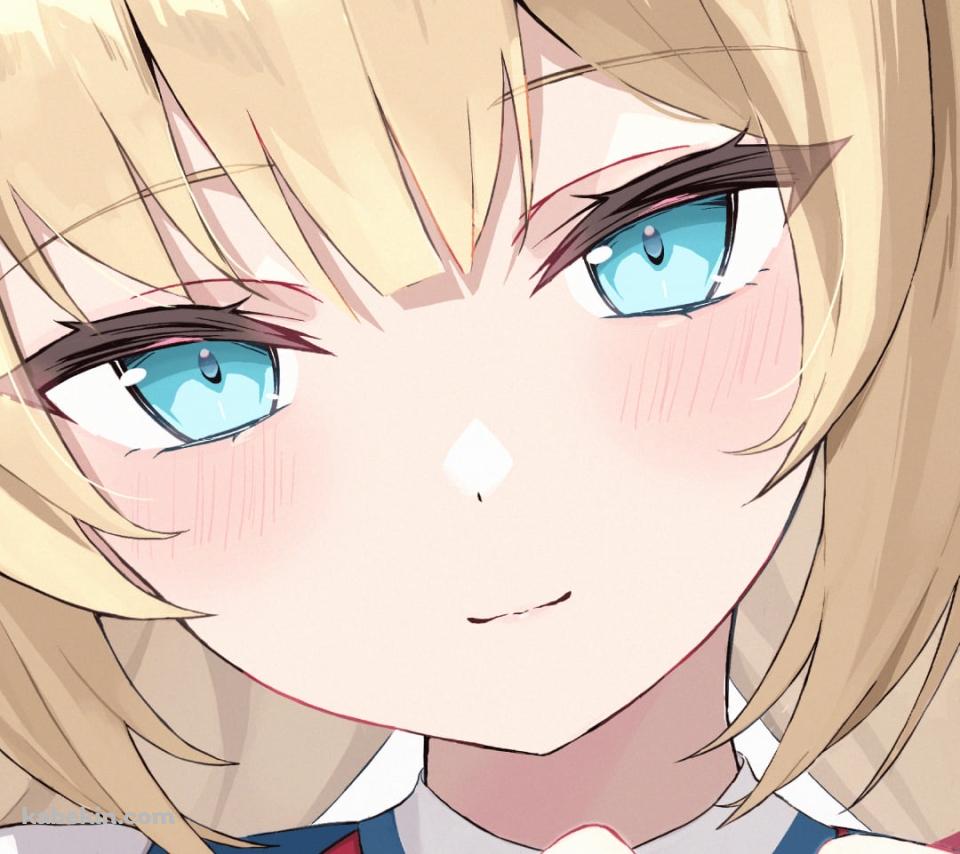 指でハートを作る赤井はあと / ブロンド / 緑の瞳 / ホロライブ / バーチャルYouTuber / VtuberのAndroidの壁紙(960px x 854px) スマホ用