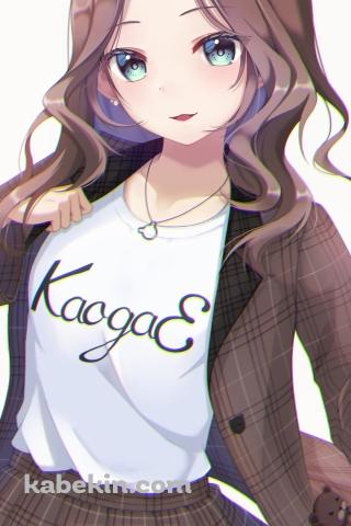 茶色のチェックの洋服を着た可愛い夏色まつり / ホロライブ / バーチャルYouTuber / VtuberのAndroidの壁紙(320px x 480px) スマホ用