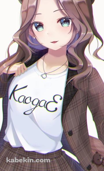 茶色のチェックの洋服を着た可愛い夏色まつり / ホロライブ / バーチャルYouTuber / VtuberのAndroidの壁紙(360px x 592px) スマホ用