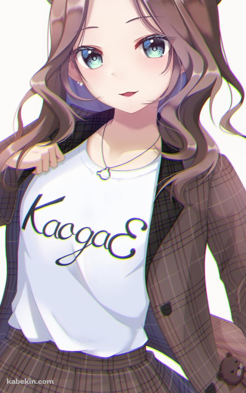 茶色のチェックの洋服を着た可愛い夏色まつり / ホロライブ / バーチャルYouTuber / VtuberのAndroidの壁紙(800px x 1280px) スマホ用