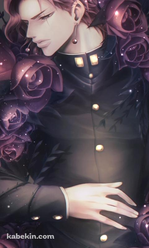 赤い薔薇と花京院典明 / ジョジョの奇妙な冒険のAndroidの壁紙(480px x 800px) スマホ用