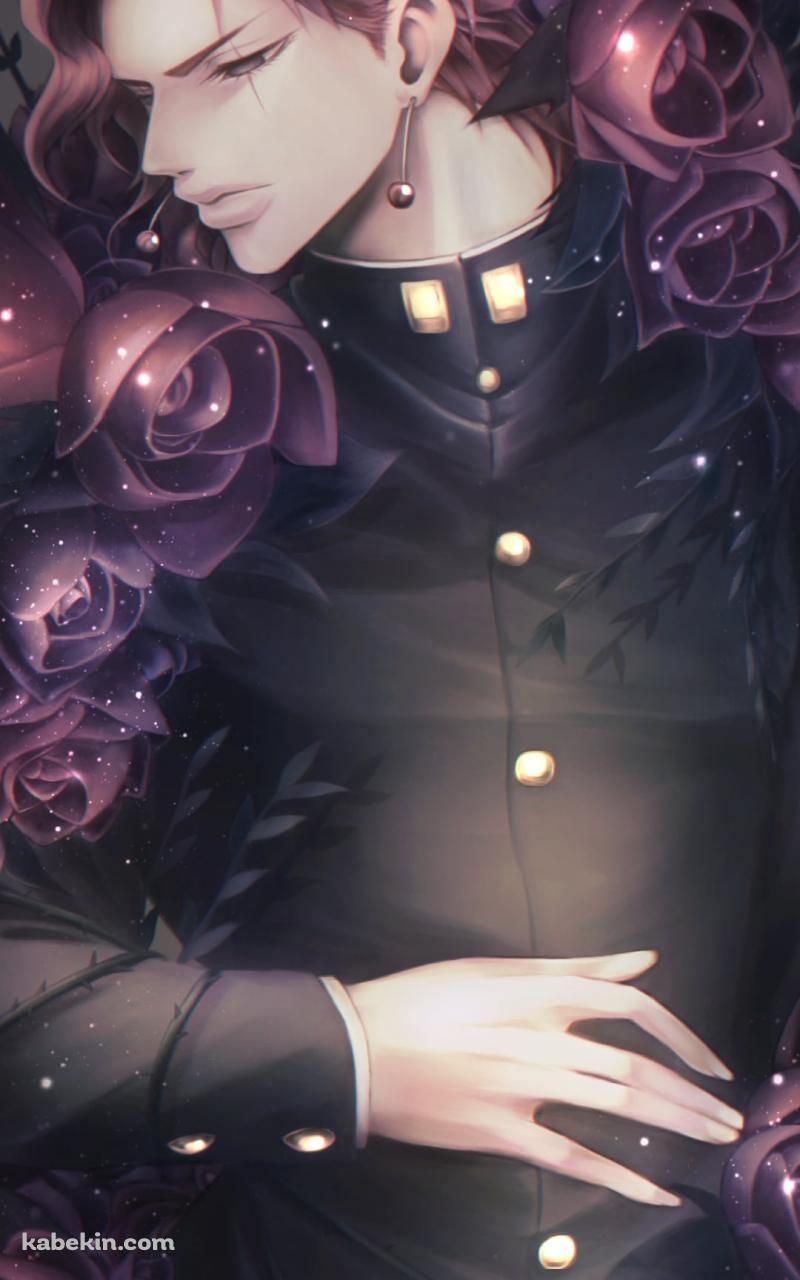 赤い薔薇と花京院典明 / ジョジョの奇妙な冒険のAndroidの壁紙(800px x 1280px) スマホ用