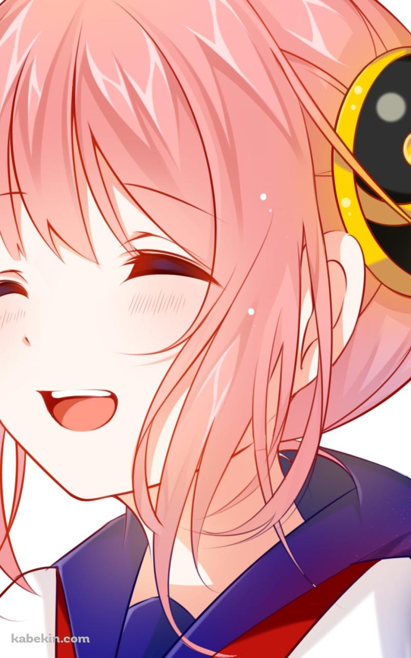 ピンクの紙ふぶきと笑顔の神楽 / 銀魂のAndroidの壁紙(800px x 1280px) スマホ用