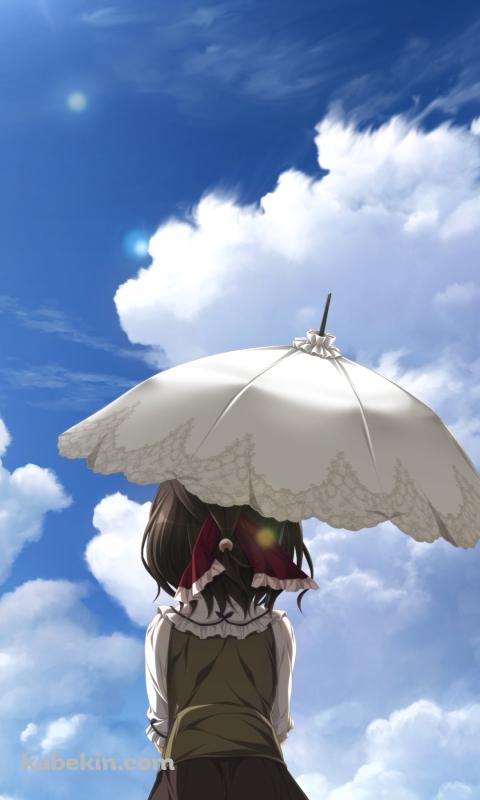 日傘をさして青空を見上げる水無月 ほたる / アマツツミのAndroidの壁紙(480px x 800px) スマホ用