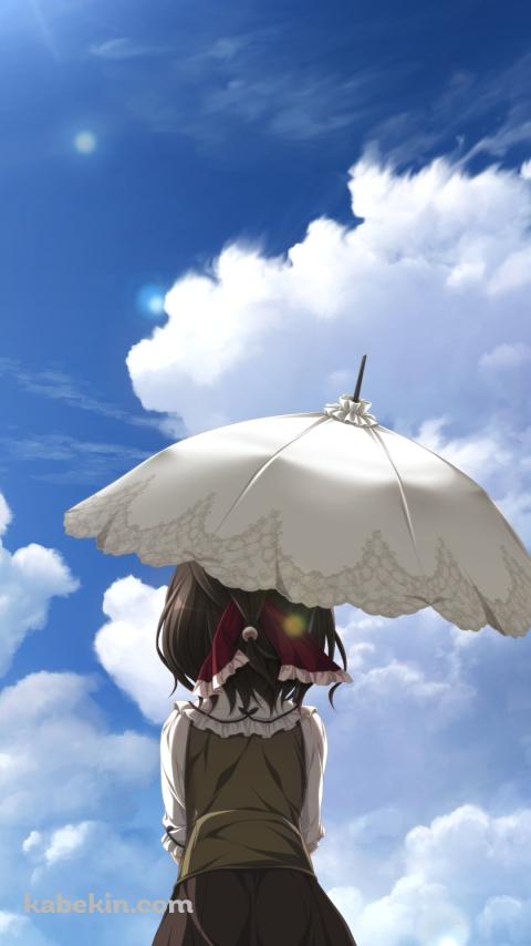 日傘をさして青空を見上げる水無月 ほたる / アマツツミのAndroidの壁紙(480px x 854px) スマホ用