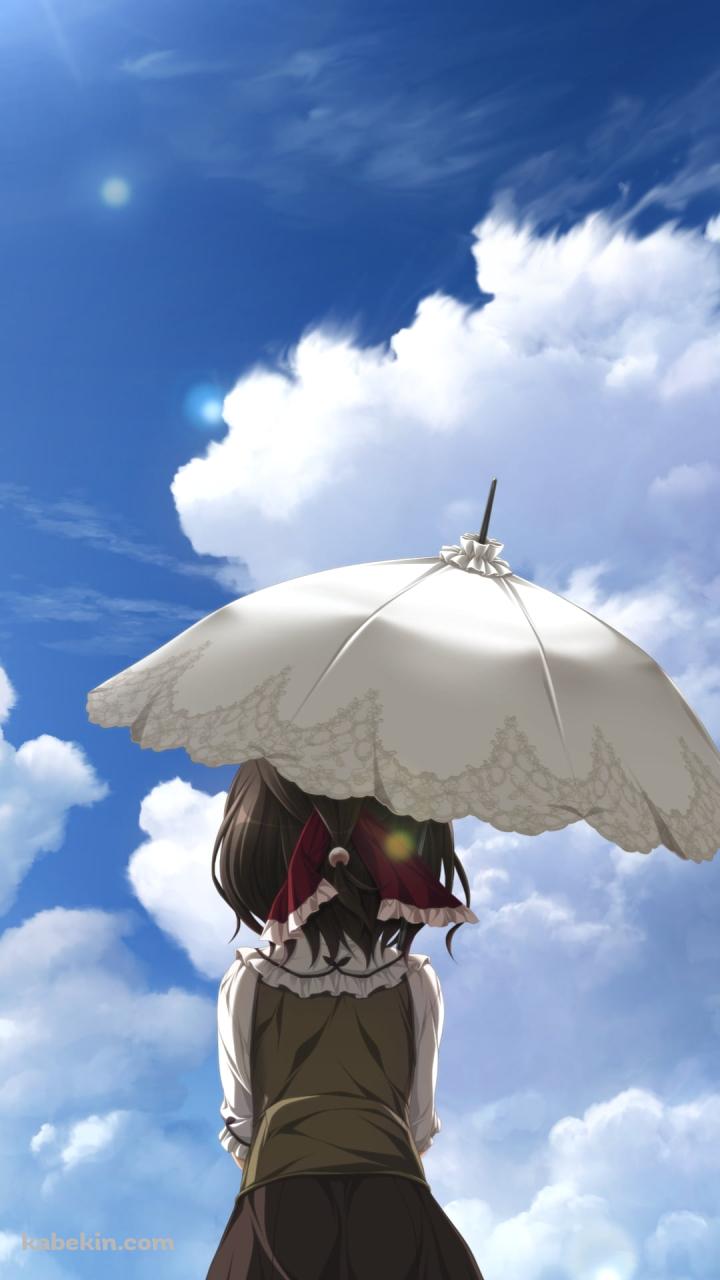 日傘をさして青空を見上げる水無月 ほたる / アマツツミのAndroidの壁紙(720px x 1280px) スマホ用