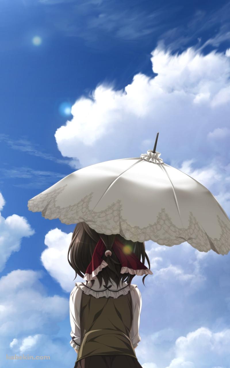 日傘をさして青空を見上げる水無月 ほたる / アマツツミのAndroidの壁紙(800px x 1280px) スマホ用