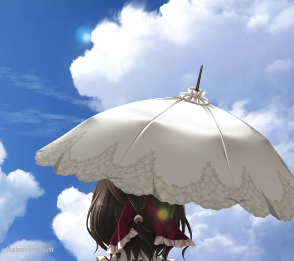 日傘をさして青空を見上げる水無月 ほたる / アマツツミのAndroidの壁紙(960px x 854px) スマホ用