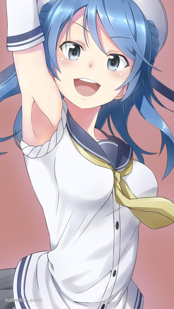 右手を挙げる浦風 / 艦隊これくしょんのAndroidの壁紙(720px x 1280px) スマホ用