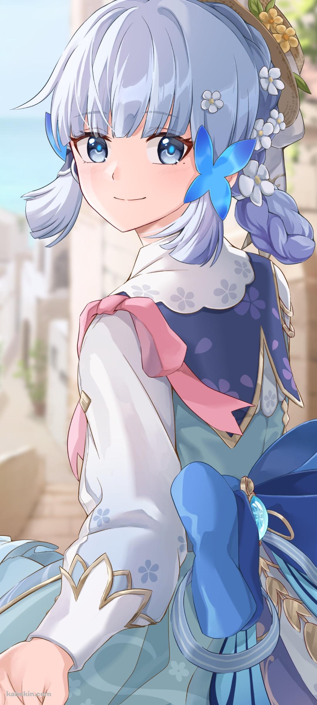 左手を差し出して振り返る神里綾華 / 原神のAndroidの壁紙(1080px x 2400px) スマホ用