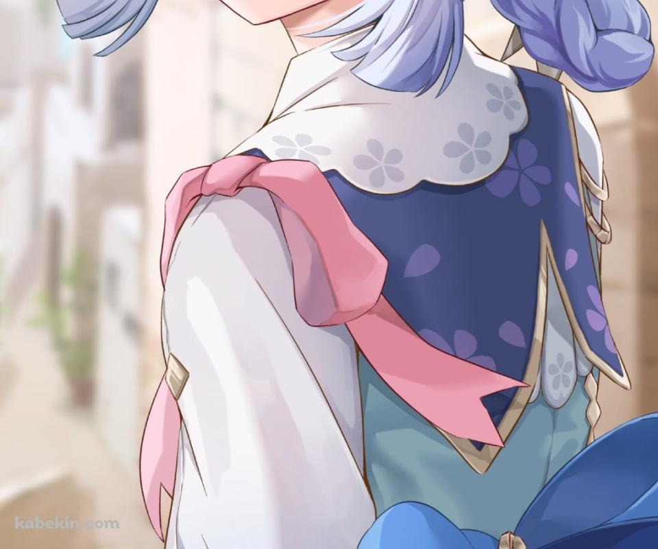 左手を差し出して振り返る神里綾華 / 原神のAndroidの壁紙(960px x 800px) スマホ用