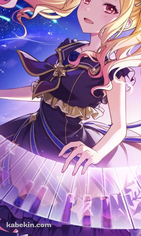 光る鍵盤を弾く天馬咲希(てんま さき) / プロジェクトセカイのAndroidの壁紙(480px x 800px) スマホ用