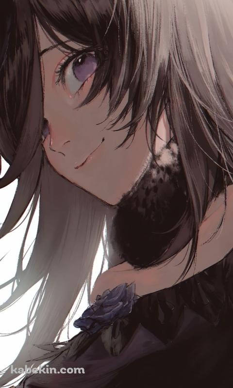 こちらに微笑む紫の瞳のライスシャワー / ウマ娘プリティーダービーのAndroidの壁紙(480px x 800px) スマホ用