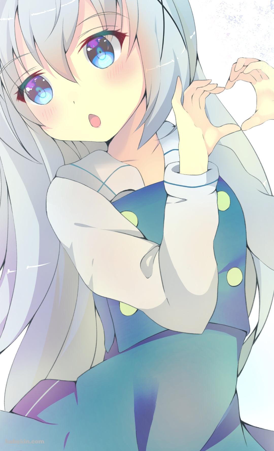 手でハートを作る香風智乃 / ごちうさ / ご注文はうさぎですか?のAndroidの壁紙(1080px x 1776px) スマホ用