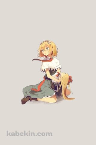 地べたに座るアリス・マーガトロイド / 上海人形 / 東方のAndroidの壁紙(320px x 480px) スマホ用
