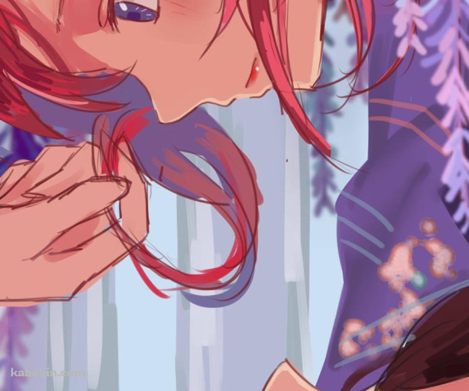 藤の花と見つめ合う西木野真姫と矢澤にこ / ラブライブ!のAndroidの壁紙(960px x 800px) スマホ用