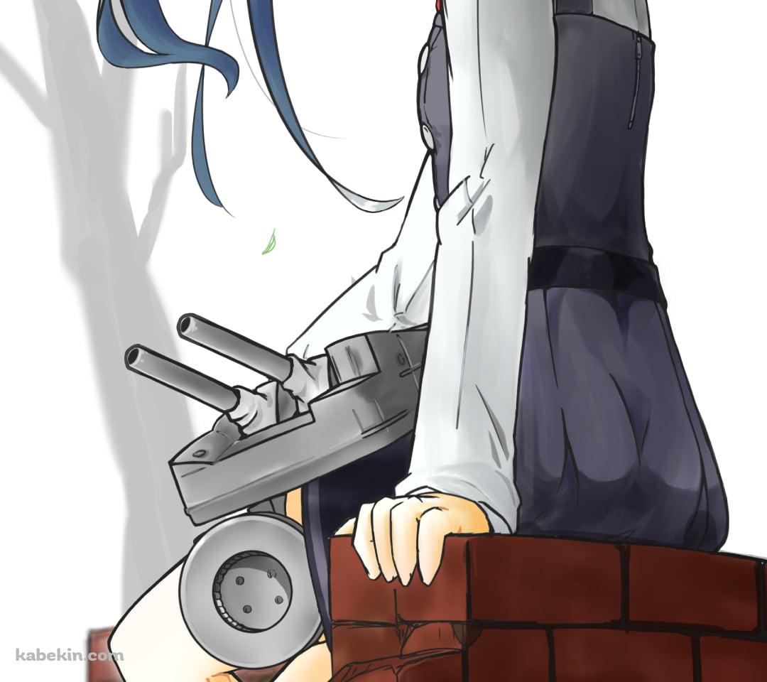 レンガの上に座っている霞 / 艦隊これくしょんのAndroidの壁紙(1080px x 960px) スマホ用