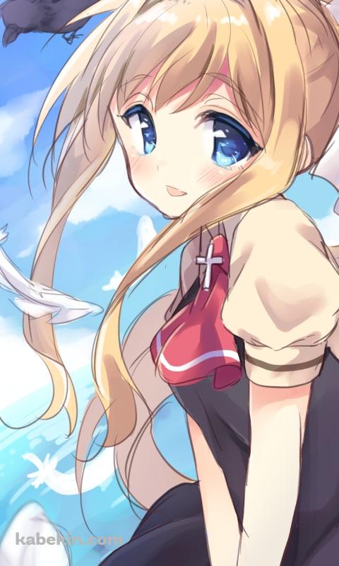 カラスと可愛い神尾観鈴 / AIRのAndroidの壁紙(480px x 800px) スマホ用