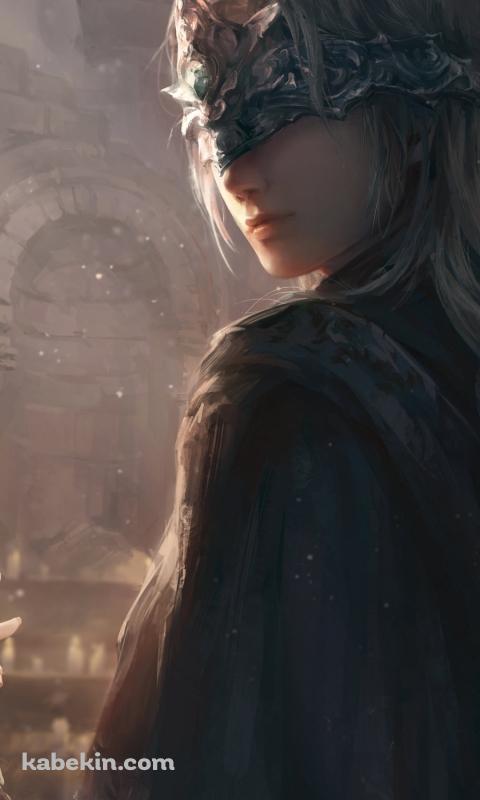 リアルなタッチで描かれたかぼたん / 黒衣の火防女 / ダークソウル / デモンズソウルのAndroidの壁紙(480px x 800px) スマホ用