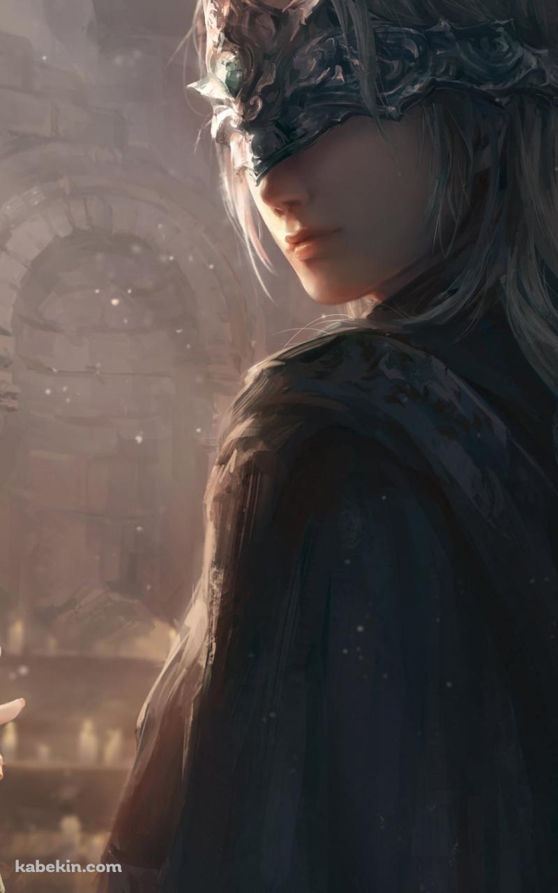 リアルなタッチで描かれたかぼたん / 黒衣の火防女 / ダークソウル / デモンズソウルのAndroidの壁紙(800px x 1280px) スマホ用