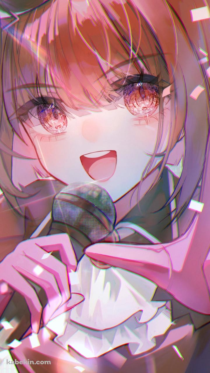 大きなマイクを持って指をさす笑顔の有馬かな / 推しの子のAndroidの壁紙(720px x 1280px) スマホ用