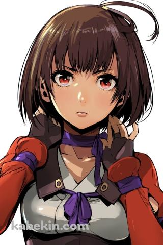 首元に手をあてるスーツを着た無名 / 甲鉄城のカバネリのAndroidの壁紙(320px x 480px) スマホ用