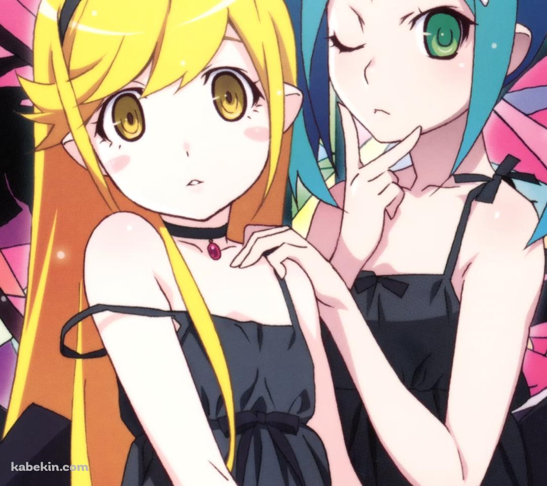 写真を撮る忍野忍と斧乃木余接(おののき よつぎ) / 偽物語のAndroidの壁紙(1080px x 960px) スマホ用