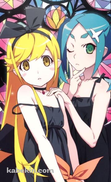 写真を撮る忍野忍と斧乃木余接(おののき よつぎ) / 偽物語のAndroidの壁紙(360px x 592px) スマホ用