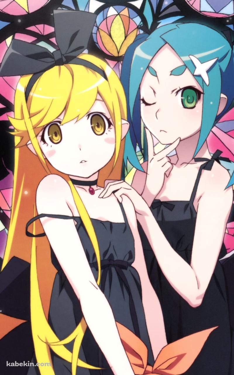 写真を撮る忍野忍と斧乃木余接(おののき よつぎ) / 偽物語のAndroidの壁紙(800px x 1280px) スマホ用