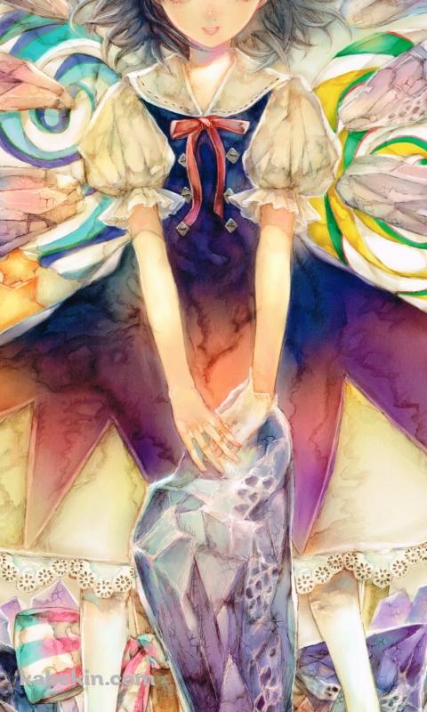 淡い色調で描かれたチルノ / 手書き / 東方のAndroidの壁紙(480px x 800px) スマホ用