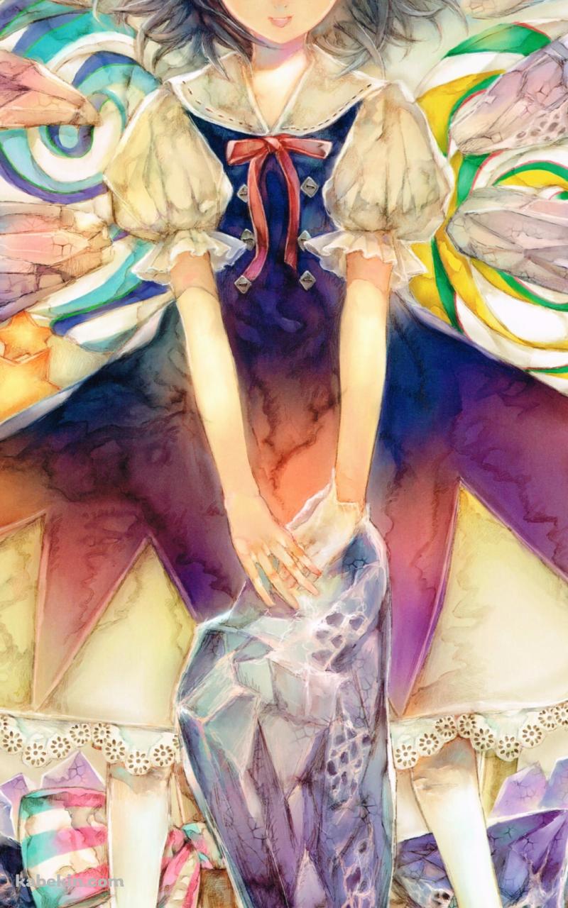 淡い色調で描かれたチルノ / 手書き / 東方のAndroidの壁紙(800px x 1280px) スマホ用