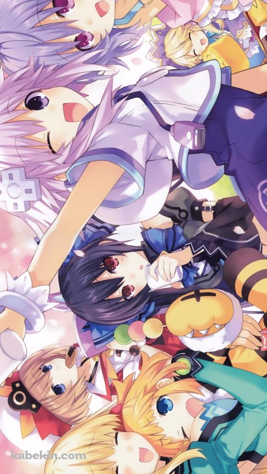 ノワール、ネプテューヌ、ベール、ブラン、プルルート、イストワール、ピッシュ / 超次元ゲイムネプテューヌのAndroidの壁紙(540px x 960px) スマホ用