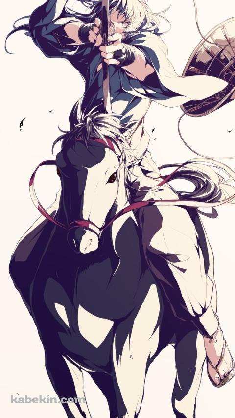 馬上から弓を射る久々知兵助(くくちへいすけ) / 忍たま乱太郎のAndroidの壁紙(480px x 854px) スマホ用