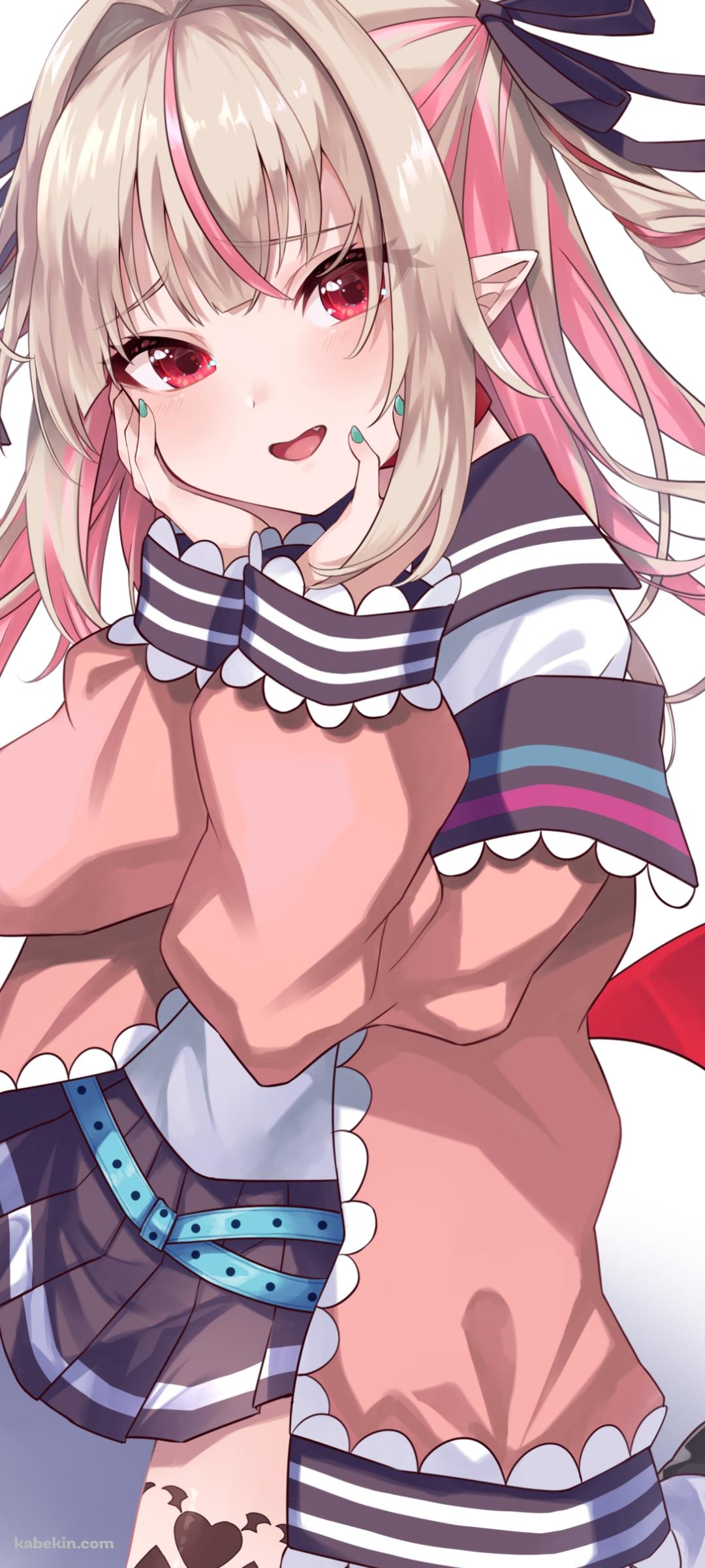 ほっぺたに手をあてる可愛い魔界ノりりむ / にじさんじ / バーチャルYouTuber / VtuberのAndroidの壁紙(1080px x 2400px) スマホ用