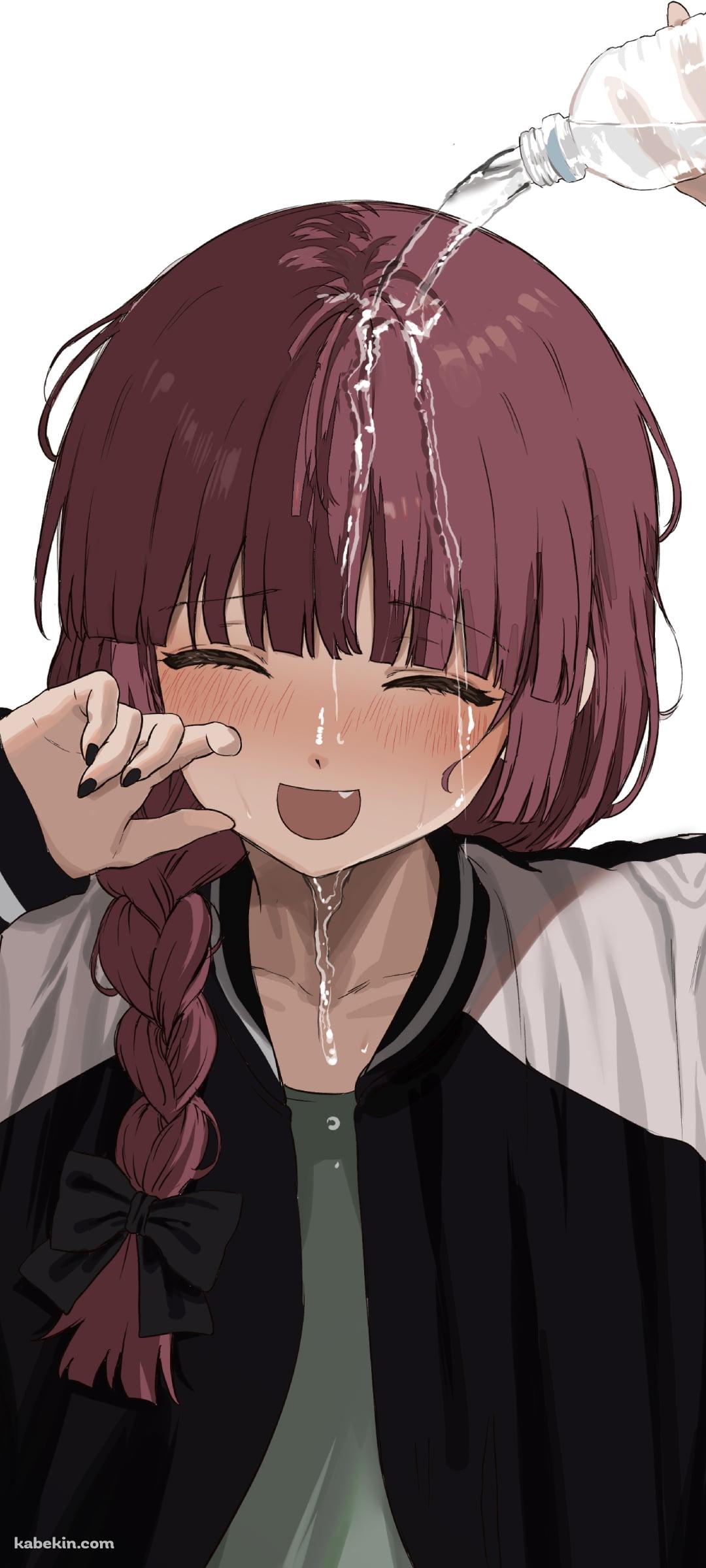 水を頭からあびる廣井きくり / ぼっち・ざ・ろっく!のAndroidの壁紙(1080px x 2400px) スマホ用