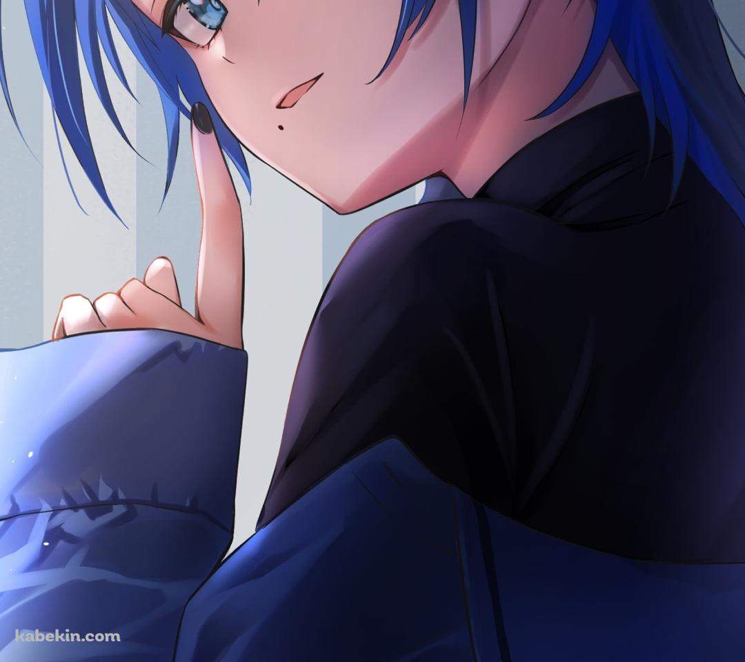 人差し指を立てこちらを見つめる火威青(ひおどしあお) / ホロライブ / バーチャルYouTuber / VtuberのAndroidの壁紙(1080px x 960px) スマホ用