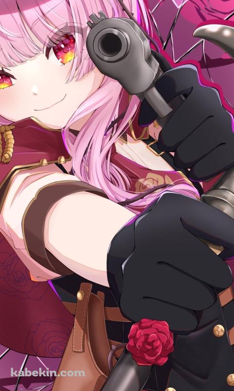 杖と銃を持つ可愛いロゼミ・ラブロック / にじさんじ / バーチャルYouTuber / VtuberのAndroidの壁紙(480px x 800px) スマホ用