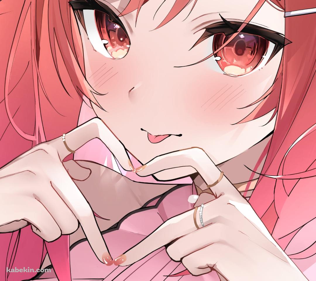 両手でハートを作りながら舌を出す一条莉々華 / ホロライブ / バーチャルYouTuber / VtuberのAndroidの壁紙(1080px x 960px) スマホ用