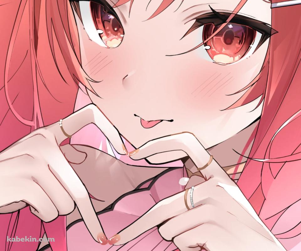 両手でハートを作りながら舌を出す一条莉々華 / ホロライブ / バーチャルYouTuber / VtuberのAndroidの壁紙(960px x 800px) スマホ用