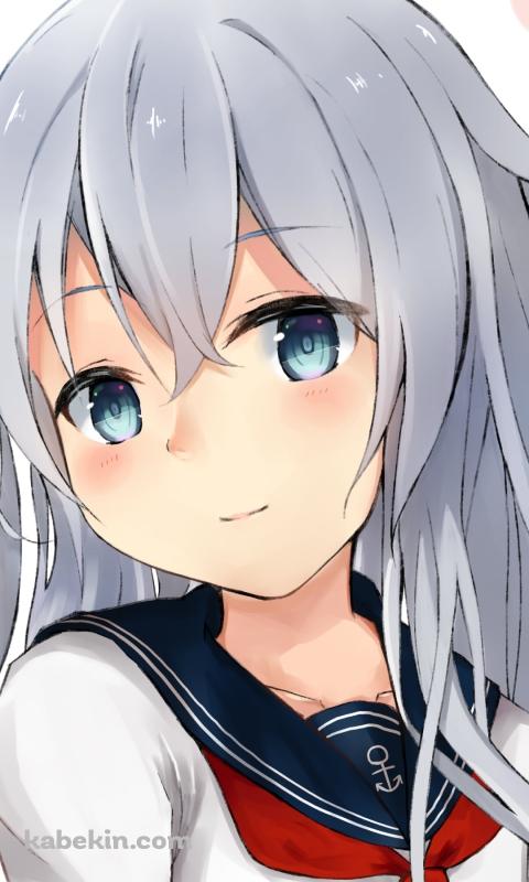 笑顔の響 / 青い瞳 / ピンクのドット柄 / 艦これ / 艦隊これくしょんのAndroidの壁紙(480px x 800px) スマホ用