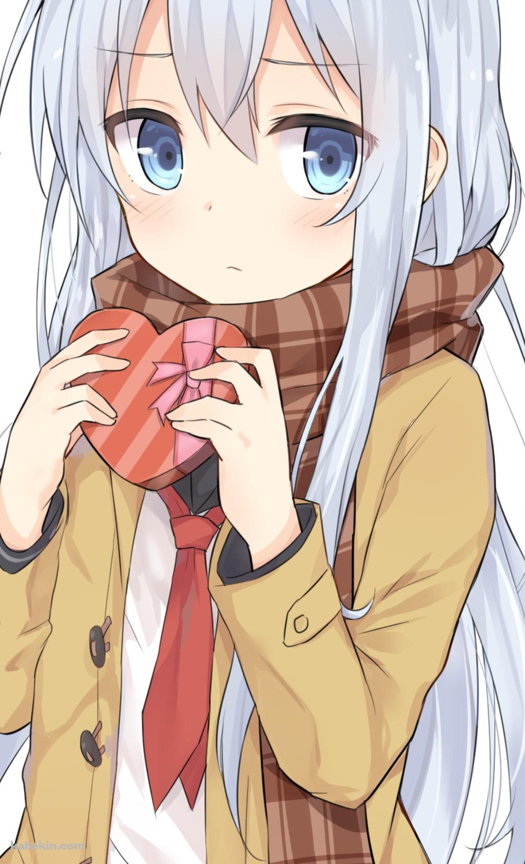 ハートのチョコレートを持つ響 / 艦隊これくしょんのAndroidの壁紙(1080px x 1776px) スマホ用