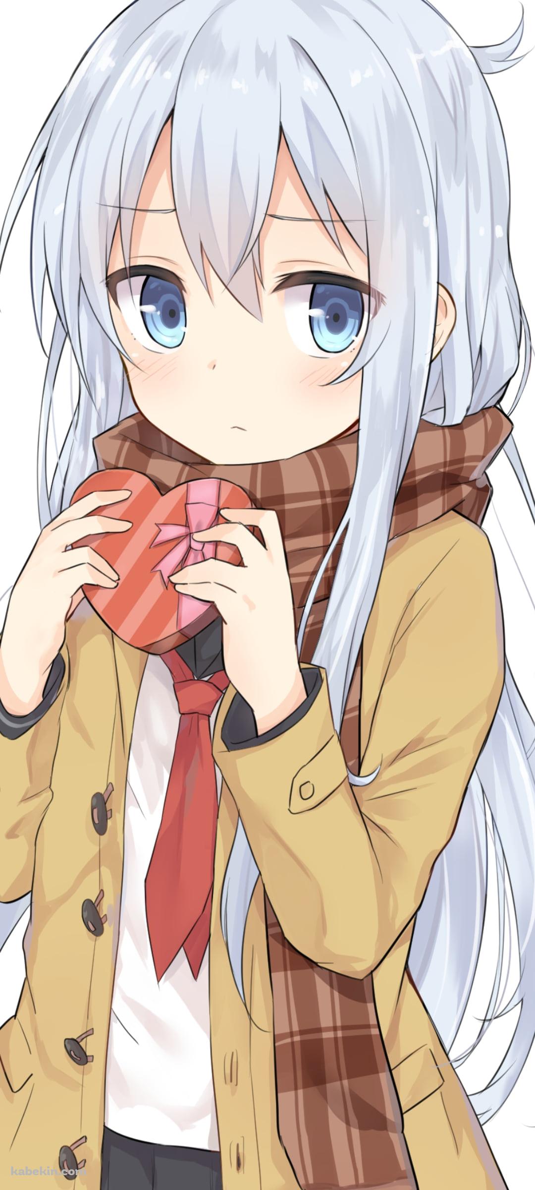 ハートのチョコレートを持つ響 / 艦隊これくしょんのAndroidの壁紙(1080px x 2400px) スマホ用