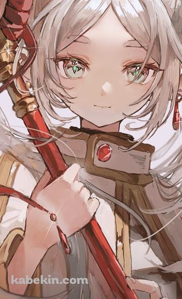赤い杖を持つツインテールの可愛いフリーレン / ラフスケッチ / 葬送のフリーレンのAndroidの壁紙(360px x 592px) スマホ用