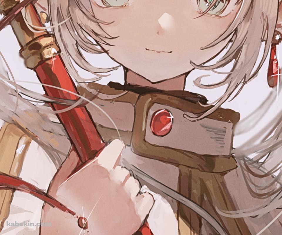 赤い杖を持つツインテールの可愛いフリーレン / ラフスケッチ / 葬送のフリーレンのAndroidの壁紙(960px x 800px) スマホ用