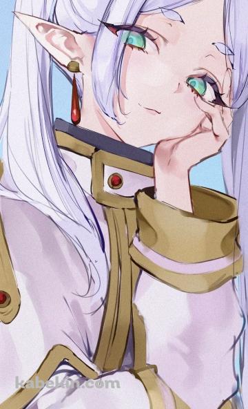 顎に手をあて冷ややかな視線を送るフリーレン / 葬送のフリーレンのAndroidの壁紙(360px x 592px) スマホ用