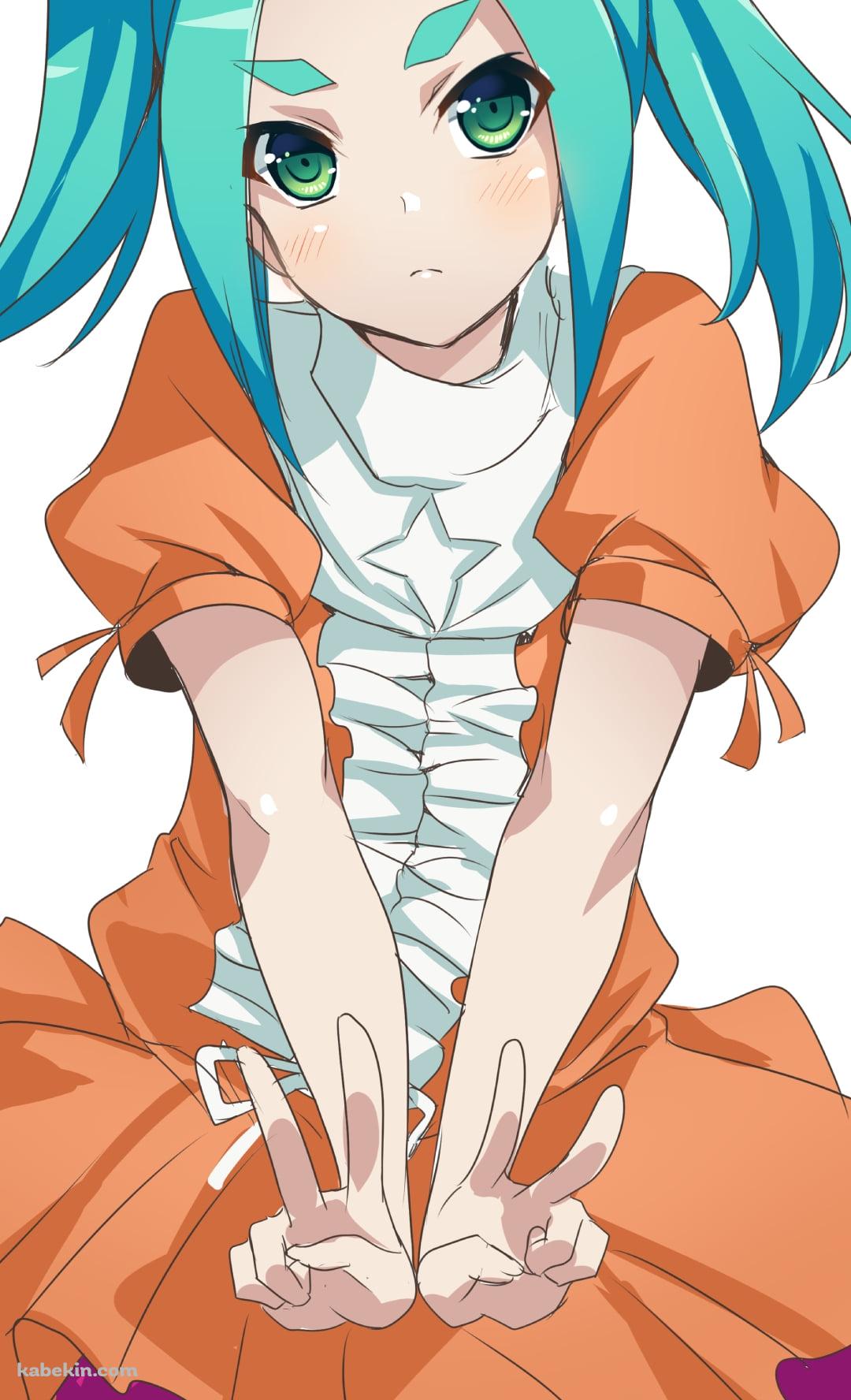 Wピースする斧乃木余接(おののき よつぎ) / 偽物語 / シャフトのAndroidの壁紙(1080px x 1776px) スマホ用