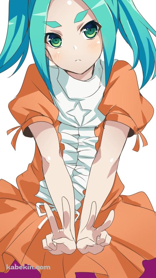 Wピースする斧乃木余接(おののき よつぎ) / 偽物語 / シャフトのAndroidの壁紙(540px x 960px) スマホ用