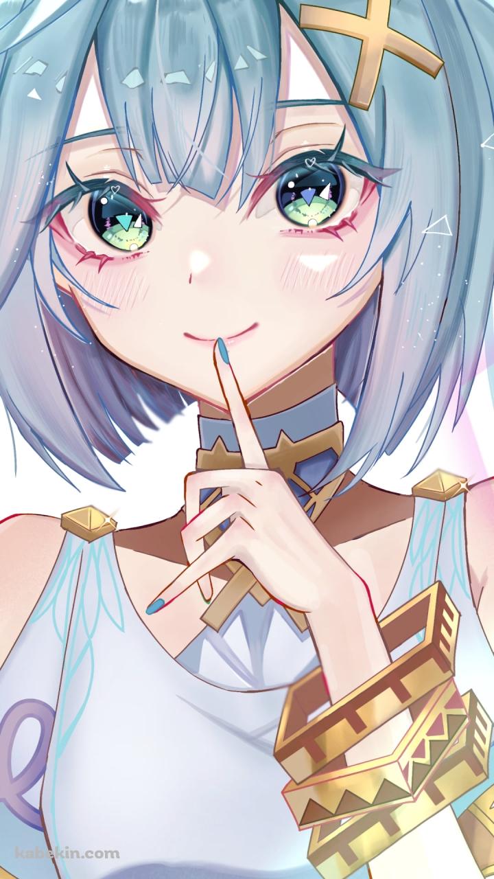 左手の人差し指をあてる可愛いファルザン / 緑の瞳 / ツインテール / 原神のAndroidの壁紙(720px x 1280px) スマホ用