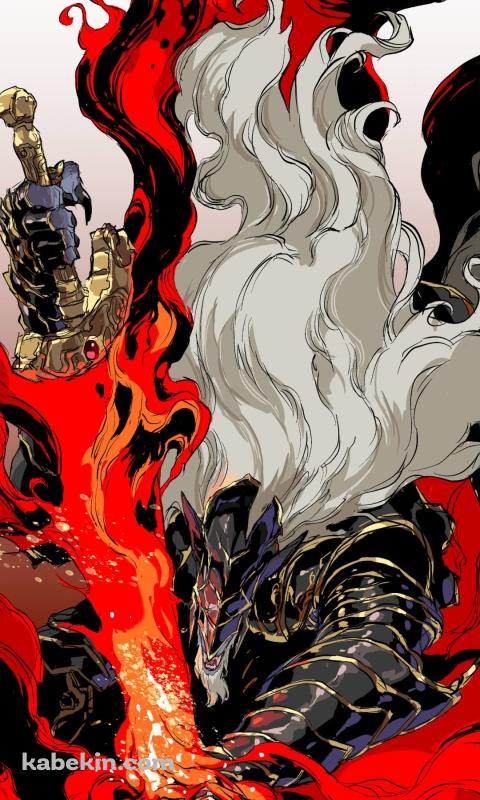 炎の剣と黒き剣のマリケス / エルデンリングのAndroidの壁紙(480px x 800px) スマホ用