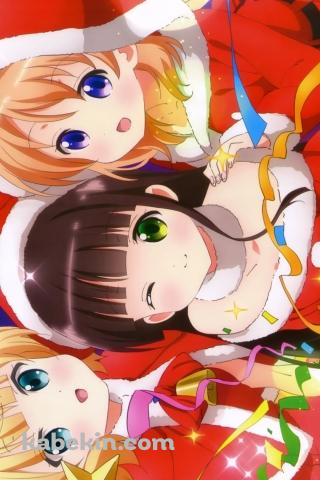 サンタコスの保登心愛 / 桐間紗路 / 宇治松千夜 / ご注文はうさぎですか?のAndroidの壁紙(320px x 480px) スマホ用